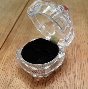 Crystal Clear Ring Box with Black Velvet Interior